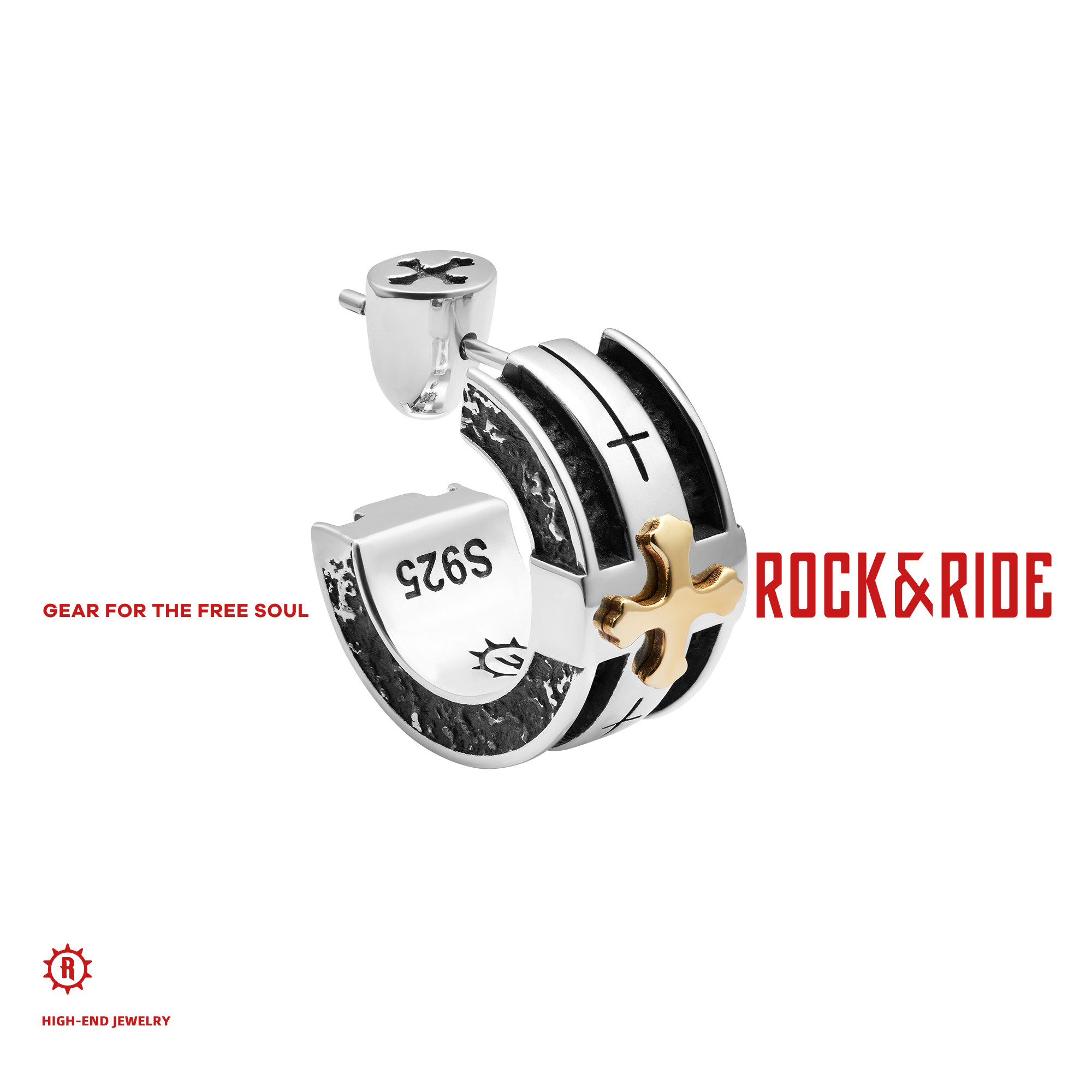 [礼物推荐]ROCKRIDE 丰饶十字架耳钉 纯银男士高级感耳环潮流复古,饰品/流行首饰/时尚饰品新,耳钉,淘宝优惠券,粉丝福利购,淘宝优惠卷