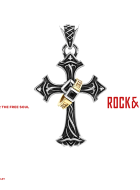 [新年礼物]ROCKRIDE守护十字吊坠 925银痞帅风项链十字架挂件男友