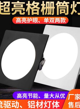 led格栅灯15*15嵌入式网格栅吊顶单头灯葡萄架灯方形筒灯斗胆射灯