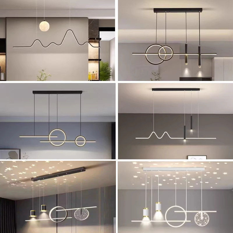 餐厅吊灯现代简约智能语音控制2025年新款一字长条灯具轻奢高级感,家装灯饰光源,餐厅吊灯,淘宝优惠券,粉丝福利购,淘宝优惠卷