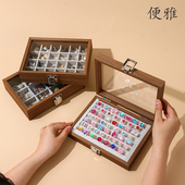 戒指盒耳钉收纳盒耳饰耳环胡桃木纹珠宝箱手镯手链项链首饰收纳盒