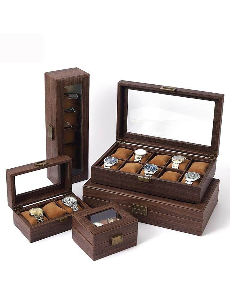 Convenient wood grain leather soft pillow watch storage box, home watch storage box, watch collection box, watch box, display box