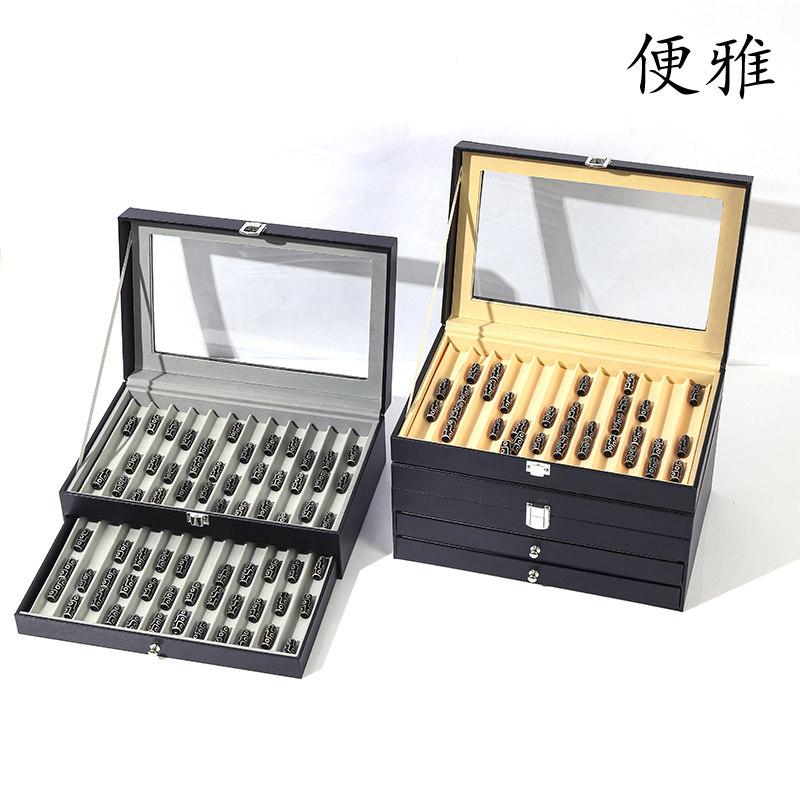便雅天珠收纳盒子天然玛瑙珠子展示架带盖防尘大容量裸珠托盘收藏图片