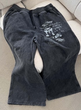 Erole The Cure乐队 灵魂凝视 贴布绣水洗做旧破坏430g卫裤休闲裤