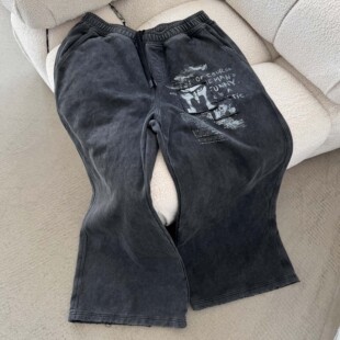 Erole The Cure乐队 灵魂凝视 贴布绣水洗做旧破坏430g卫裤休闲裤