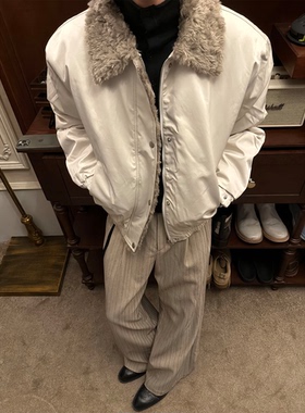 Erole「白羚羊」新雪丽恒温暖绒毛领bomber天丝棉服 一件过冬棉衣