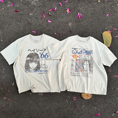 官方正品】涩谷女孩做旧印花短袖