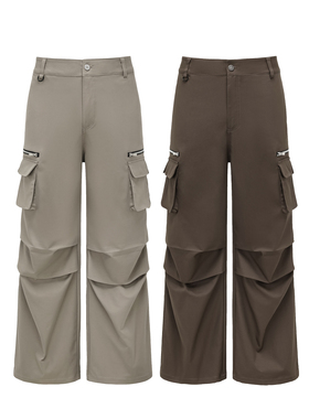 Erole 24aw T800防水科技面料直筒阔腿cargo伞兵工装裤宽松长裤