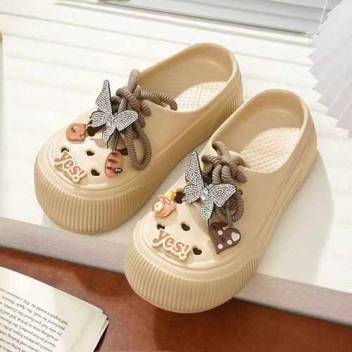 女士软底蝴蝶结防滑洞洞鞋yes