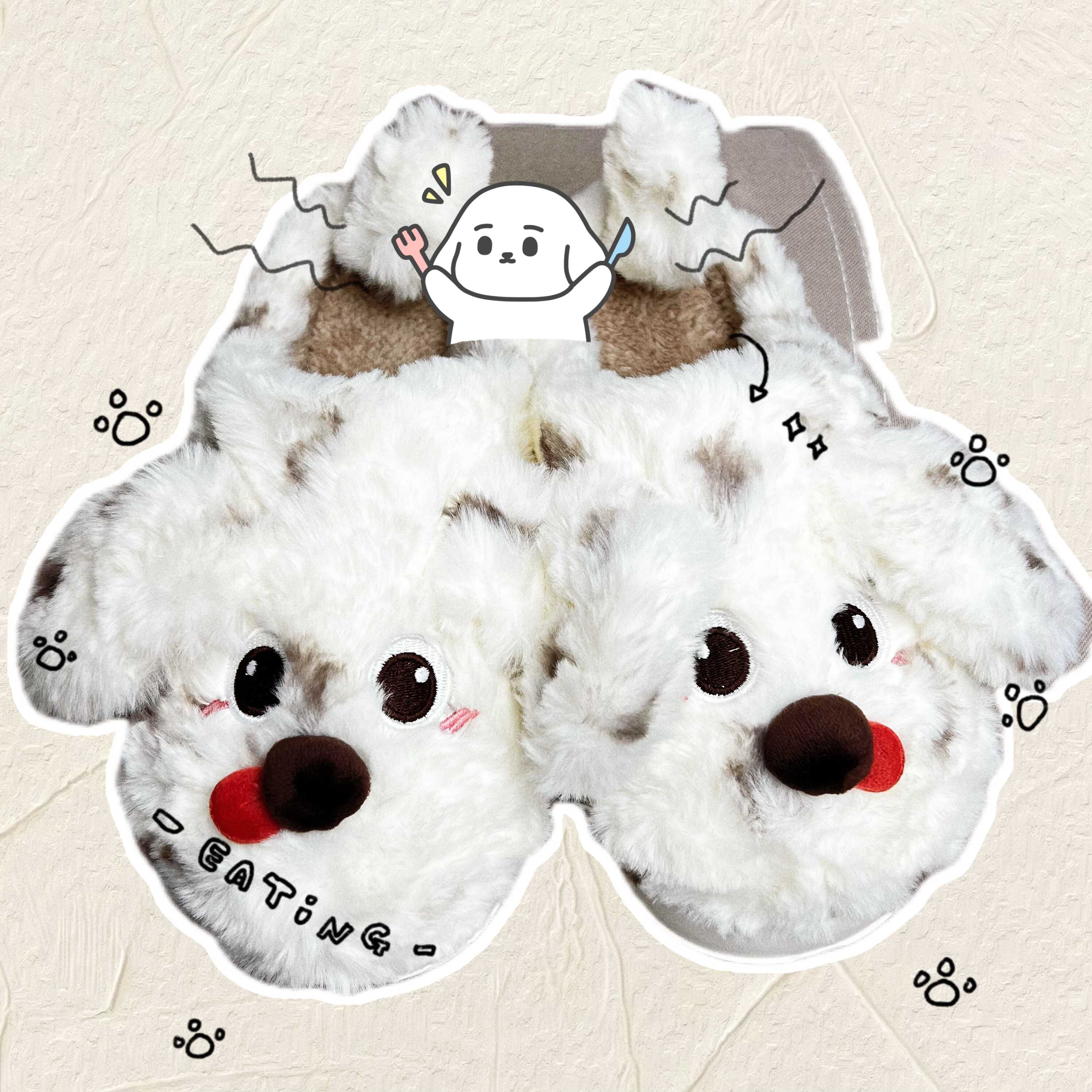 2024秋冬新款可爱斑点狗棉拖鞋女保暖家居鞋室内防滑卡通毛绒拖鞋