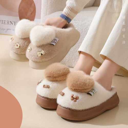2024新款包头棉拖鞋女冬季室内家居厚底保暖毛绒冬天甜美可爱