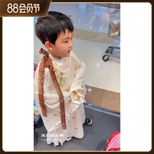宋制圆领汉服男童儿童唐装广袖长袍国风男孩古装高端汉元素宝宝