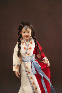 女童汉服民族服装藏族服装西藏拜年服摄影公主秋冬加绒毛领国风厚