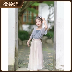 2023夏季新款短袖汉服女童中式礼服宝宝唐装温柔女儿小女孩宋改良