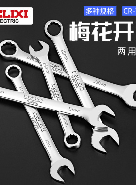 德力西两用扳手高碳钢呆梅开口梅花扳手叉口板子扳子套装棘轮扳手