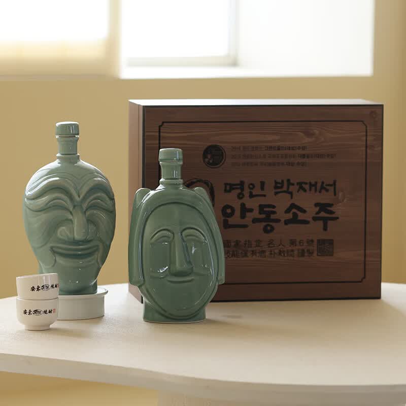Andong Soju名人安东烧酒 韩国原瓶进口烧酒送礼夫妻面具瓶礼盒