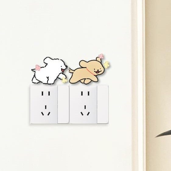 线条小狗开关装饰墙贴家用可爱开关边框套装饰开关贴亚克力装饰框,家居饰品,开关贴,淘宝优惠券,粉丝福利购,淘宝优惠卷