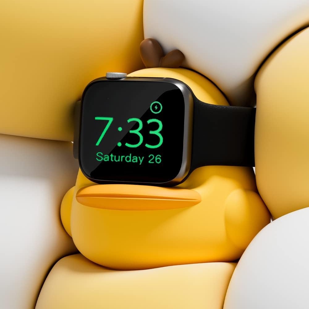 适用于Apple watch卡通硅胶小鸭子充电底座创意桌面充电支架