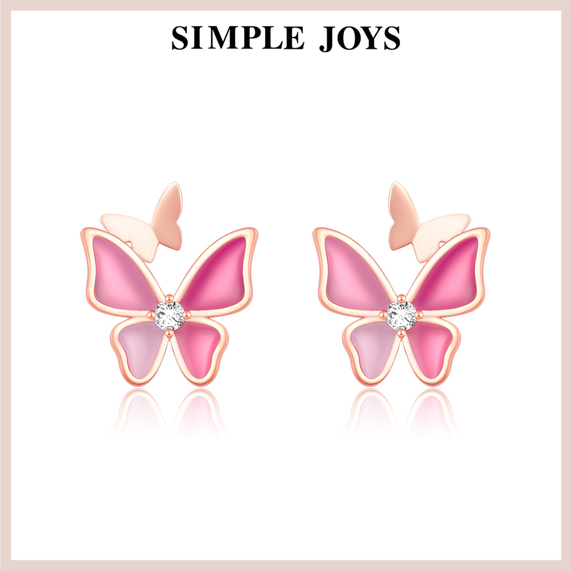 SIMPLEJOYS简单快乐 斑斓蝴蝶耳钉女s925银原创设计轻奢小众高级