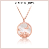 SIMPLEJOYS仲夏18k玫瑰金项链女黑玛瑙白母贝星月海浪盘情侣时尚
