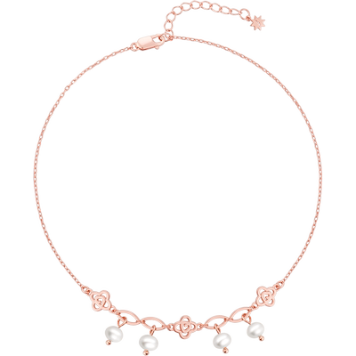 SIMPLEJOYS玫瑰花珍珠脚链925银
