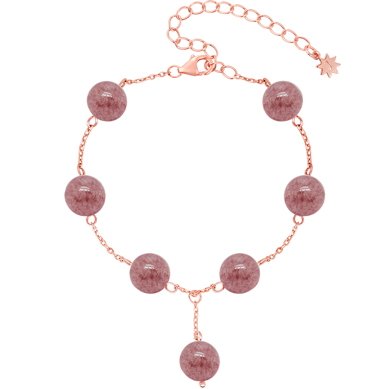 SIMPLEJOYS草莓晶s925银手链水晶桃花运少女小众设计可爱送礼