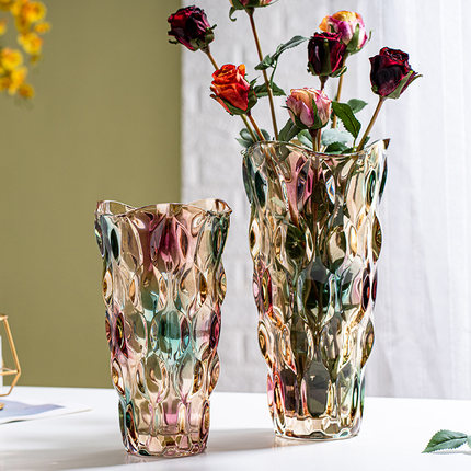 创意欧式轻奢水晶玻璃花瓶摆件透明大号2024新款花瓶客厅现代干花