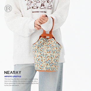 尼睿冬季 手提包复古碎花手拎袋通勤百搭休闲妈咪包遛弯女Q29 新款