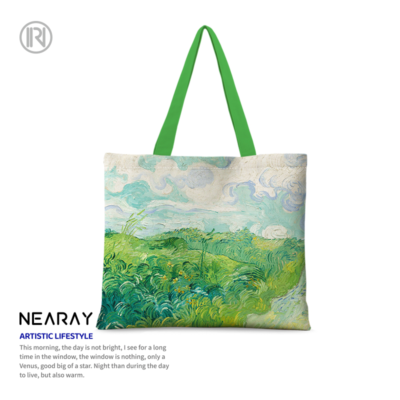 尼睿梵高麦田系列油画帆布单肩包