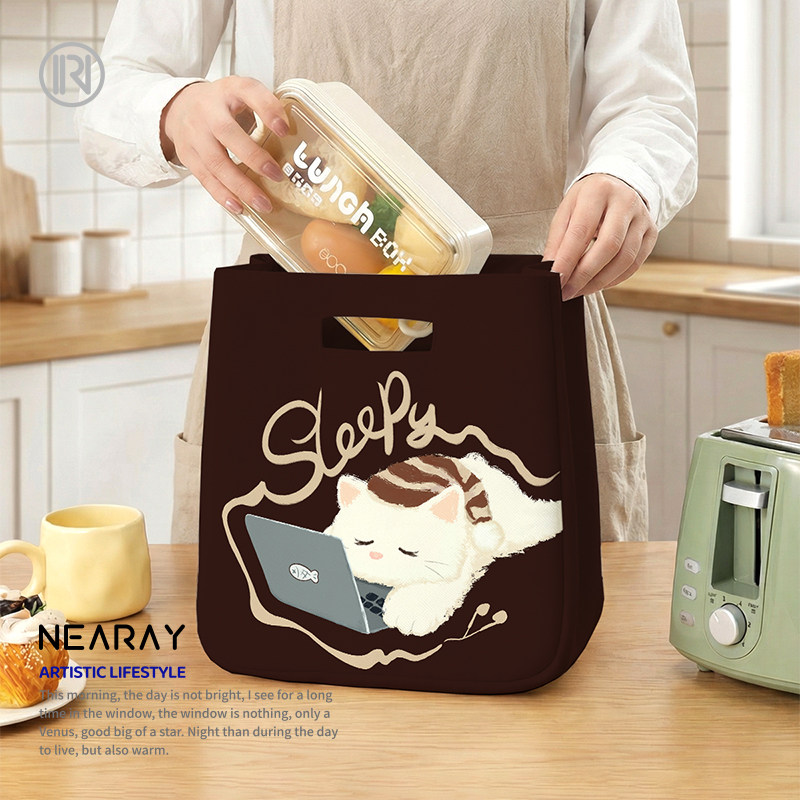 可爱瞌睡小猫保温便当袋大容量防水防油饭盒袋学生儿童午餐包Z084,箱包皮具/热销女包/男包,通用款女包,淘宝优惠券,粉丝福利购,淘宝优惠卷