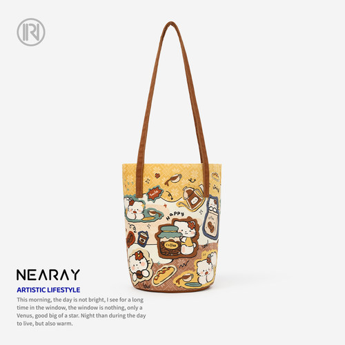 尼睿可爱卡通猫咪水桶包