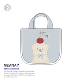 尼睿x南空直美 原创百搭休闲可爱小狗便当包便携手提帆布包饭盒袋