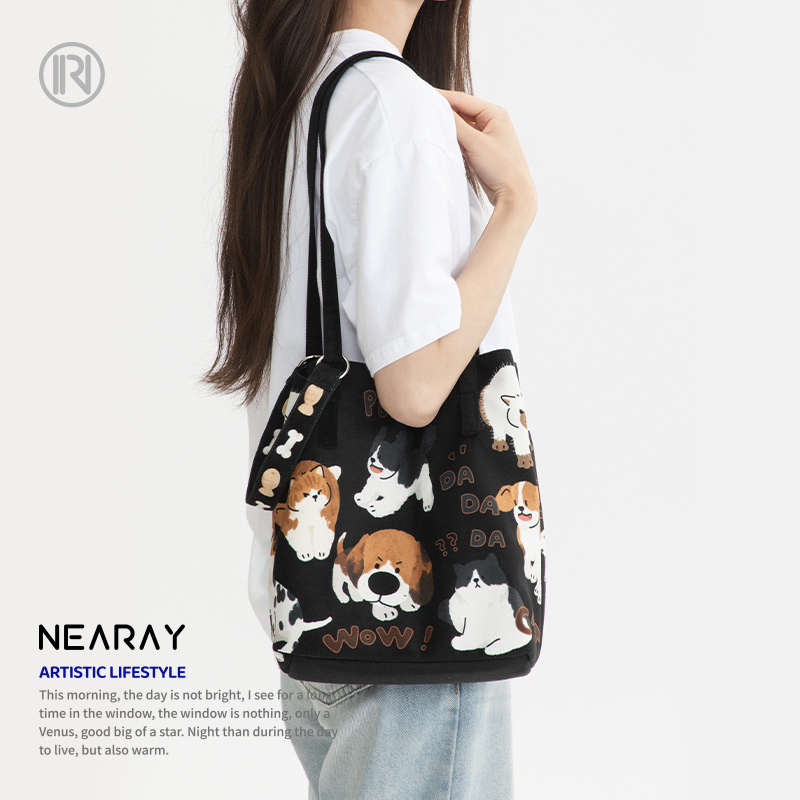 尼睿可爱猫猫狗狗托特包