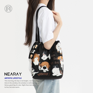 尼睿2025新款 包包女原创可爱大容量托特包通勤百搭单肩帆布包AS
