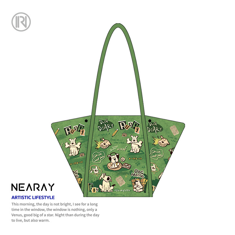 尼睿新款原创单肩包绿色可爱小狗包包女时尚帆布包女生礼物Q205,箱包皮具/热销女包/男包,时尚帆布包,淘宝优惠券,粉丝福利购,淘宝优惠卷