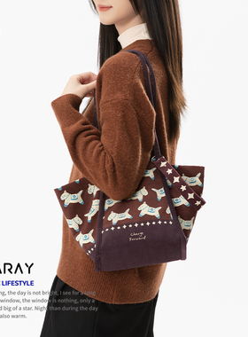 2026新款元宝包可爱小马帆布包女复古通勤百搭单肩包新年礼物AC81