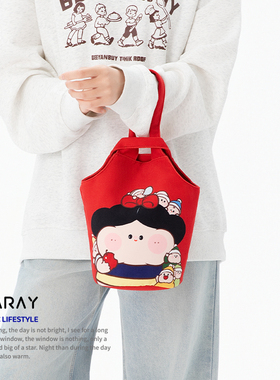 尼睿新款可爱卡通手拎包休闲百搭帆布遛弯包纸巾收纳妈咪包女Q57