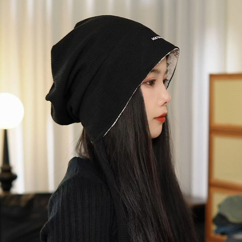 2025新款堆堆帽子女秋冬双面戴冷帽潮大头围宽松显脸小百搭包头帽