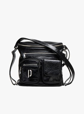 PECO城市系列记者包大号双肩包单肩真皮新款斜挎小众大容量邮差包