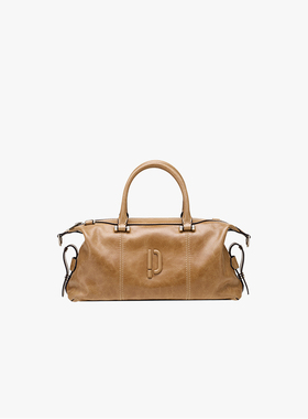 PECO小丑机车包秋冬新款波士顿植鞣油蜡手提单肩休闲百搭斜挎包女