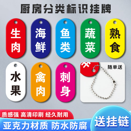 厨房菜篮盆分类提示牌亚克力