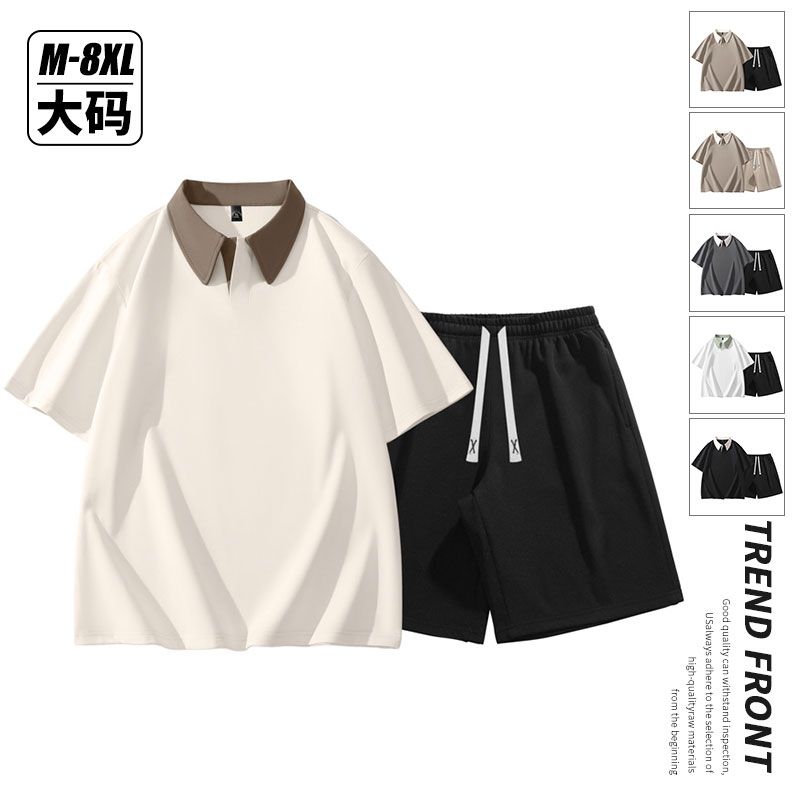青少年美式复古拼色翻领t恤男夏季痞帅短袖polo衫学院风帅气上衣