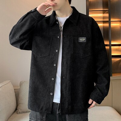 2026年新款夹克男士秋季男式休闲翻领衬衣韩版茄克青年上衣外套潮