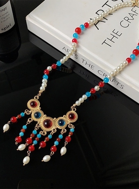 马面裙项链配饰古风儿童长命锁吊坠璎珞项圈女童汉服挂坠古风装饰