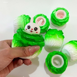 白菜猪挤压杯胡萝卜小兔子捏捏乐解压玩具老鼠婴儿宝宝手捏球奇葩