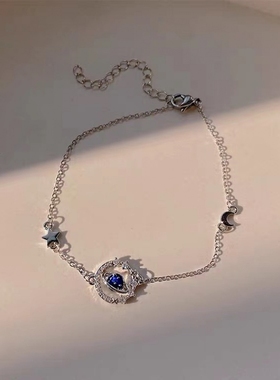 925银蓝色星球手链女夏韩版ins小众设计轻奢个性学生闺蜜礼物饰