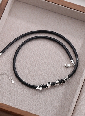 黑色缎带信念项链女时尚小众个性项圈颈链配饰