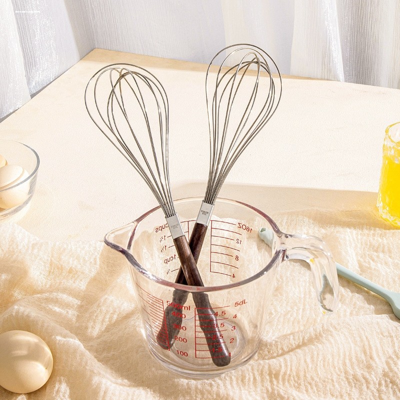 304不锈钢打蛋器家用迷你搅拌器 手动打蛋机打奶油胡桃木手柄