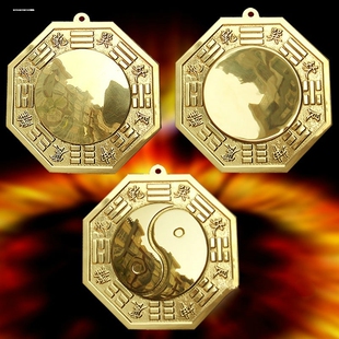 铜八卦镜凸镜纯黄铜镜凹镜太极九宫门口中式凸面镜八挂家用八封镜