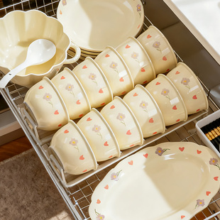 高颜值乔迁礼盒碗盘碗碟筷餐具套装 奶油风碗盘套装 家用2025新款